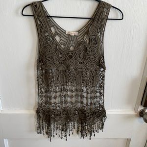 Green See Through Tank Top Cover Up Medium